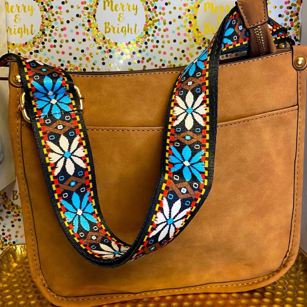 Suede Crossbody Purse w/ Guitar Strap
